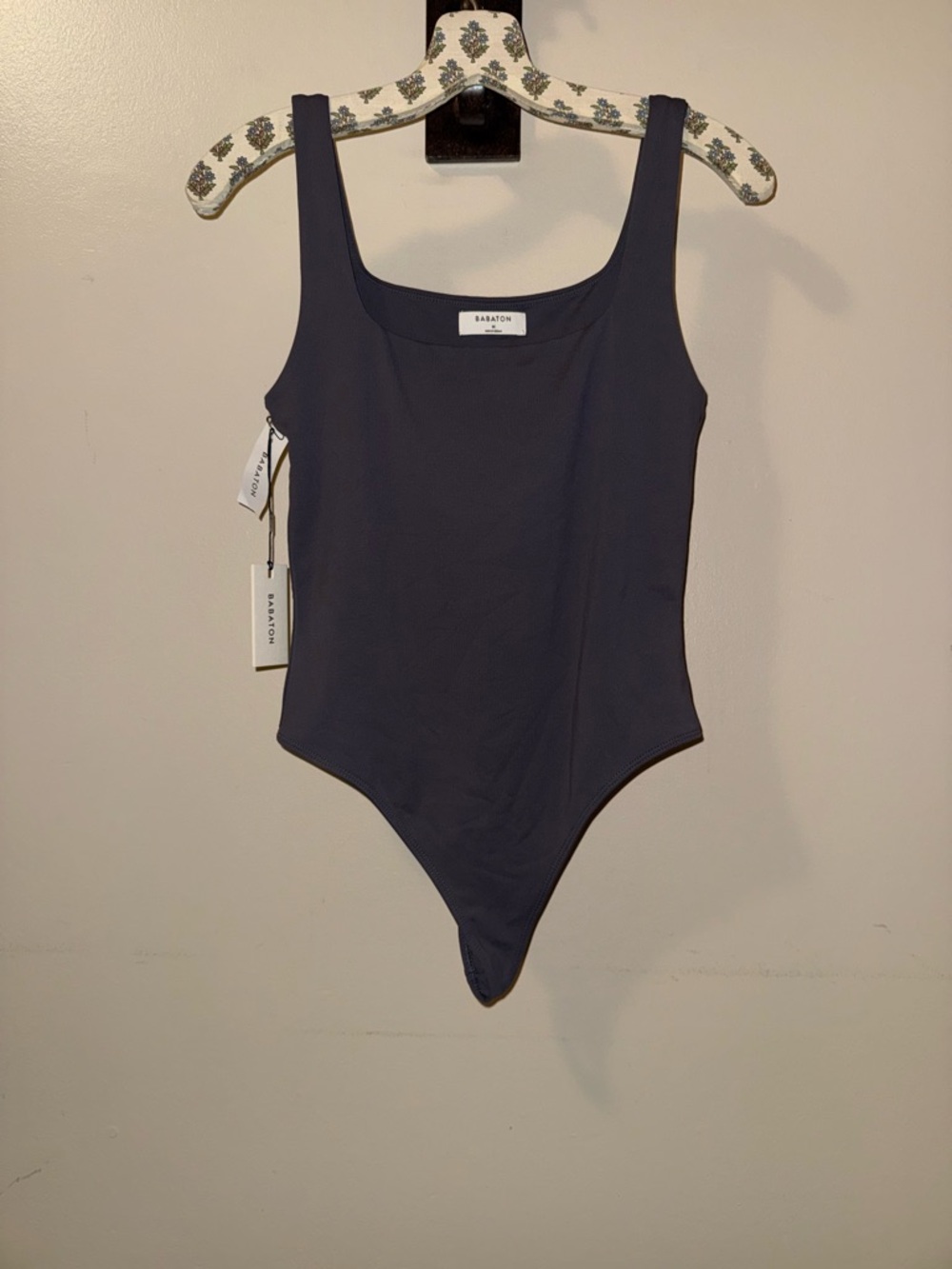 NWT Aritzia Babaton Coutour Tank Bodysuit,Color-Charcoal Carbon Grey,Size-Med